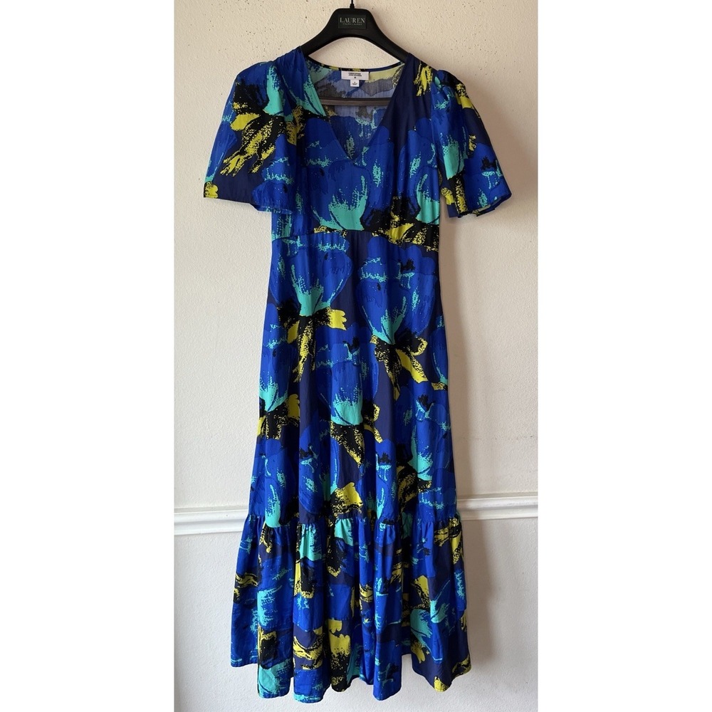Christopher John Rogers Target 6 BlueFloral Puff Sleeve Tiered Maxi Dress Preppy